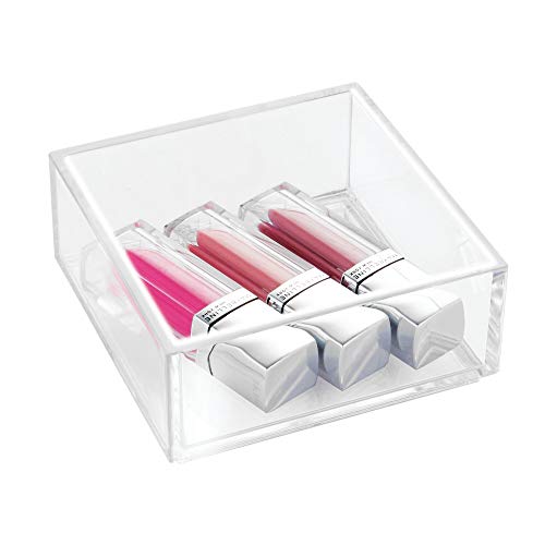 iDesign Organizador de maquillaje y cosméticos, organizador de cajones extrapequeño de plástico libre de BPA, caja apilable para baño, cocina y oficina, transparente