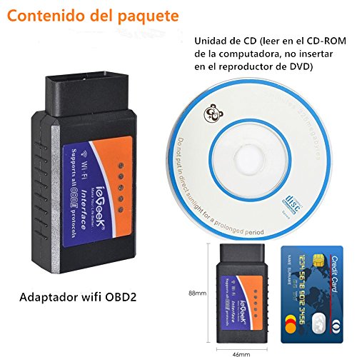 ieGeek WiFi Wireless Mini OBDII Auto Coche, OBD2 Escáner Herramienta de Análisis de Diagnostico CAN-BUS, Lector de Código Diagnóstico a Bordo Para Apple iPhone iOS Windows Android Tablet Smartphone