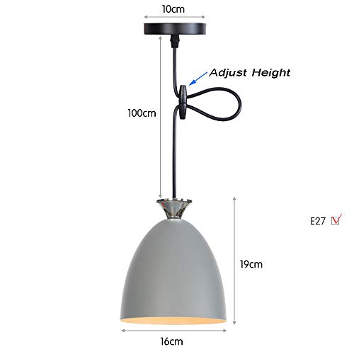 Iluminación Colgante,Moderno Lampara Metal Colorido para Techo,E27 110-240V Luz Casquillo Interior Foco para Cafeteria Bar Pub Restaurante Casa (Gris)