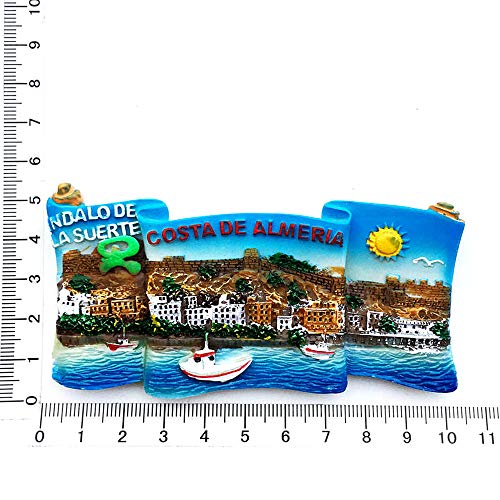 Imán para nevera de resina 3D con diseño de Time Traveler Go Almería, Costa de España, regalo de colección, decoración del hogar y la cocina, imán magnético para nevera