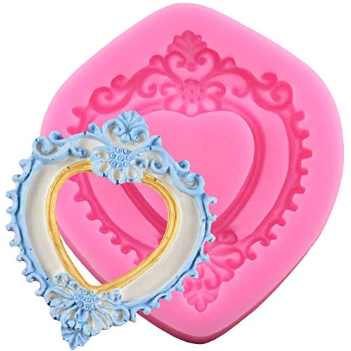 IMFAA Angel Wings Food Grade Fondant Cake Silicone Mold Love Heart Mirror Frame Shaped Reverse Forming Chocolate Decoration Tools