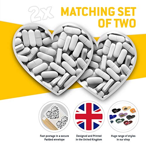 Impresionante 2 pegatinas de corazón de 7,5 cm – BW – Pills Doctor Nurse Farmacéutico Divertidas calcomanías para portátiles, tabletas, equipaje, libros de chatarra, frigorífico, regalo genial #42041