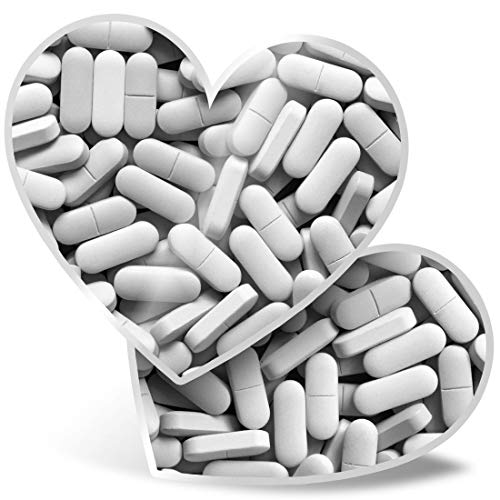 Impresionante 2 pegatinas de corazón de 7,5 cm – BW – Pills Doctor Nurse Farmacéutico Divertidas calcomanías para portátiles, tabletas, equipaje, libros de chatarra, frigorífico, regalo genial #42041