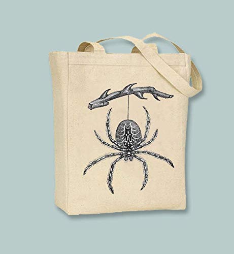 Impresionante araña colgante vintage transferida a bolsa de lona lavable reutilizable bolsas de comestibles gran elección para regalo para madre, abuela, abuela y abuela