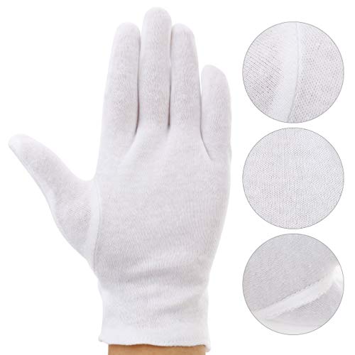 Incutex 12 pares de guantes de tela de algodón, blancos, talla: L