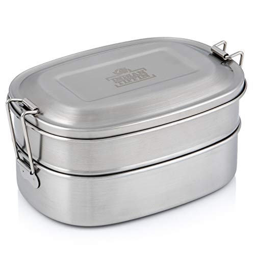 Indian Tiffin - Fiambrera rectangular de acero inoxidable con separador