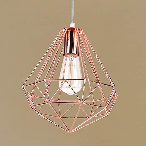 Industrial Minimalista Chandelier Light Lámpara de Techo Shades Lámpara De Hierro Forjado,Lámpara Colgante Forma Prismático de Diamante,Oro Rose