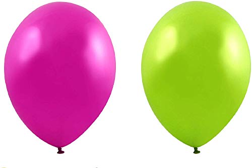 INERRA Globos - Grande Metálico 12" - 30cm - Paquete de 50 Mezclado (25 X Fucsia y 25 X Verde Manzana)