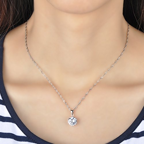 Infinito U Collares de Plata 925 Cadena de Clavícula Colgante de Diamante Brillante,Idea Regalo para Mujeres Chicas