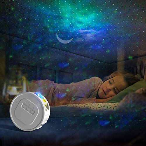 INPHER Proyector LED de Estrellas,Proyector Luna Estrella y Onda de Agua Lámpara de Proyector de Luz Nocturna,Lámpara Decoración para Fiestas Adecuado para Bebe y Niños