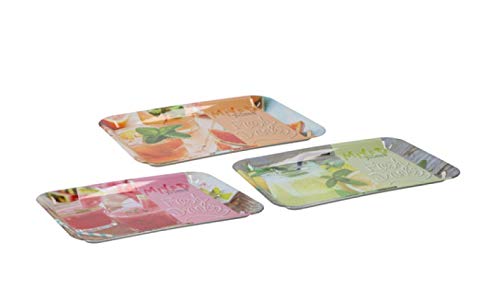 Invero - Juego de 3 bandejas rectangulares antideslizantes para servir alimentos y bebidas, 41 x 30 x 2 cm