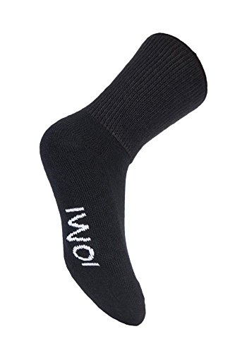 IOMI - 3 pares de calcetines diabéticos extra anchos para piernas hinchadas en 2 colores y 4 tamaños Negro Negro ( 43-46