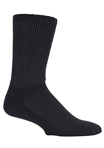 IOMI - 3 pares de calcetines diabéticos extra anchos para piernas hinchadas en 2 colores y 4 tamaños Negro Negro ( 43-46