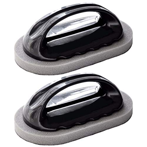 iplusmile Cepillo de Cocina de 2 Piezas con Esponja para Fregar Nano Emery Borrador Mágico Fregadero Tazón para Ollas Cepillos de Limpieza para Descalcificar con Mango (Marrón Negro)