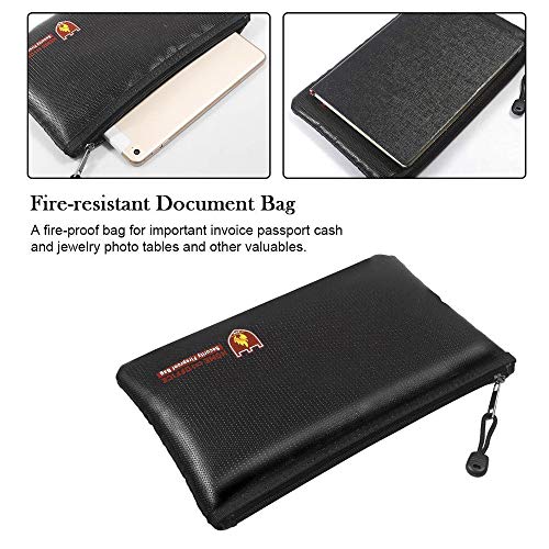 Iraza Bolsa ignífuga, Bolsa Impermeable para Documentos, Pasaporte, Bolsa de seguridad contra incendios resistente al agua (16x27cm)