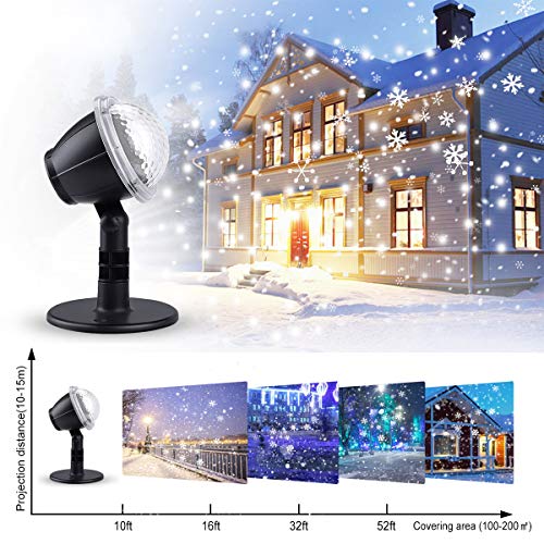 IREGRO Luces de Proyector Navidad Copos de Nieve Luz de nevadas Navidad Impermeable LED Exterior Decoración Luz de Proyector con Control Remoto Patrón para Fiesta, Navidad, Festivos ,Valentín