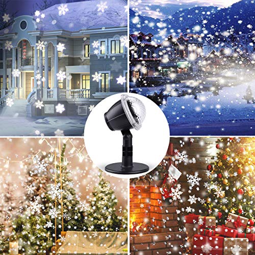 IREGRO Luces de Proyector Navidad Copos de Nieve Luz de nevadas Navidad Impermeable LED Exterior Decoración Luz de Proyector con Control Remoto Patrón para Fiesta, Navidad, Festivos ,Valentín