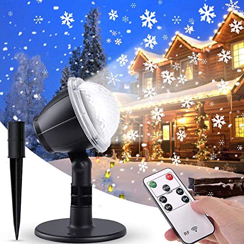 IREGRO Luces de Proyector Navidad Copos de Nieve Luz de nevadas Navidad Impermeable LED Exterior Decoración Luz de Proyector con Control Remoto Patrón para Fiesta, Navidad, Festivos ,Valentín