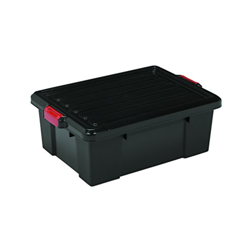 Iris Ohyama 135737 SK-230 Power Box Set de 3 cajas de almacenamiento de plástico negro 59 x 38.50 X 18 cm