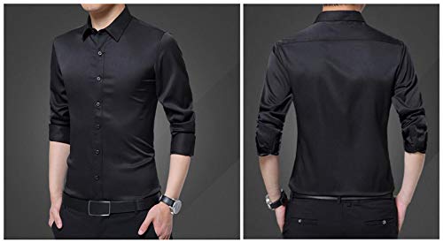 Irypulse Camisa de Hombres Corte Cuello Camisa de Planchado sin Arrugas Manga Larga clásico Slim Fit Seda de algodón Elástica Casual Formal Negocio para Hombre,Azul Claro-2XL