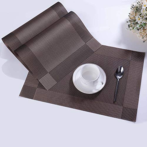 ISIYINER Table Runner y Manteles Individuales Antideslizante Lavables PVC Placemats Juego de 6 con Corredores de Mesa a Juego para Casa Restaurante Mesa de Comedor 30 x 180 cm