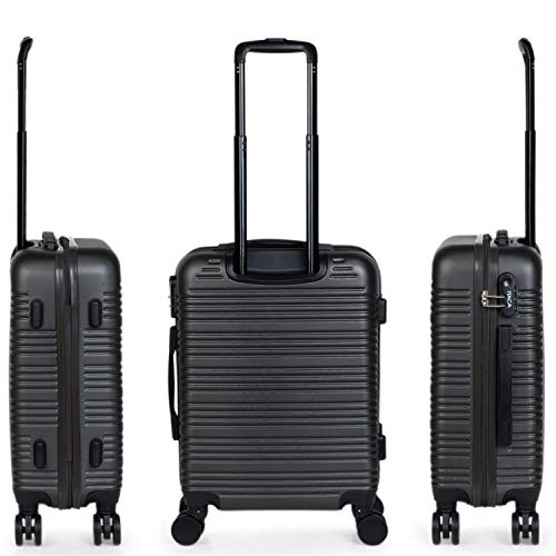 ITACA - Maleta de Viaje Rígida 4 Ruedas 55x40x20 cm Cabina Trolley ABS. Equipaje de Mano. Dura Cómoda Resistente y Ligera. Candado. Low Cost Ryanair. Calidad y Diseño. T72150, Color Antracita