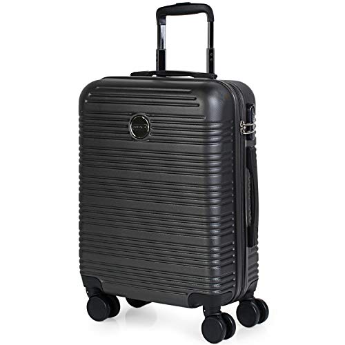 ITACA - Maleta de Viaje Rígida 4 Ruedas 55x40x20 cm Cabina Trolley ABS. Equipaje de Mano. Dura Cómoda Resistente y Ligera. Candado. Low Cost Ryanair. Calidad y Diseño. T72150, Color Antracita