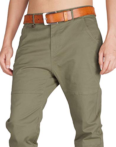 ITALY MORN Pantalon Chinos Joggers Verde Hombre Bolsillos Laterales (40, Gris Verde)