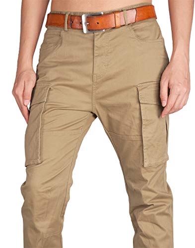 ITALY MORN Pantalones Cargo Chinos Hombre Trekking Montaña con Múltiples Bolsillos 38 Caqui