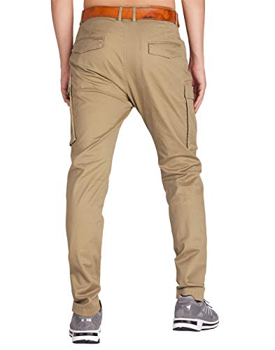 ITALY MORN Pantalones Cargo Chinos Hombre Trekking Montaña con Múltiples Bolsillos 38 Caqui