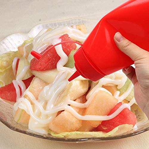 iTimo Plastic Squeeze - Botella con dispensador de aceite de salsa y ketchup, color rojo, Blanco, 8 Unze