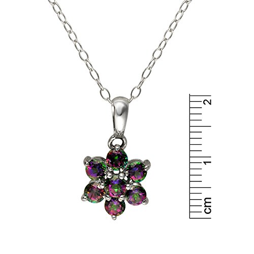 Ivy Gems - Colgante de plata esterlina con topacio, color verde, con diseño de flor, y cadena de 46 cm