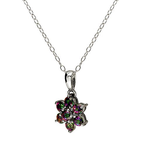 Ivy Gems - Colgante de plata esterlina con topacio, color verde, con diseño de flor, y cadena de 46 cm