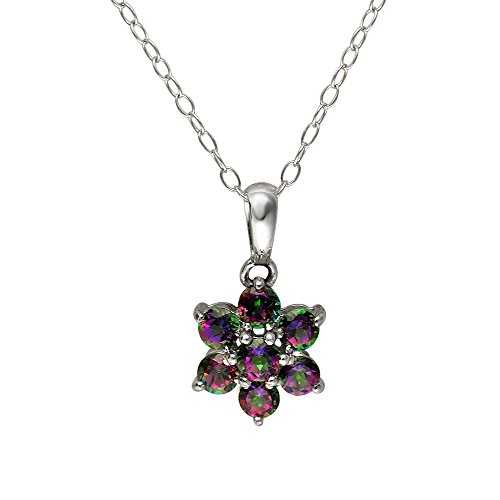 Ivy Gems - Colgante de plata esterlina con topacio, color verde, con diseño de flor, y cadena de 46 cm