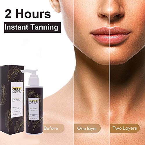 J TOHLO self tanner Paquete de 2 autobronceadores con guantes de bronceado Set de loción autobronceadora sin sol instantáneo con ingredientes orgánicos y naturales,bronceado rápido y seguro (300 ml)