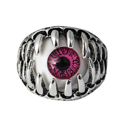 J188 Vintage Evil Eye Skull Anillo para Hombre Aleación Diablo Eyeball Fiesta de Halloween Atrezzo Hombres Joyería-Rojo