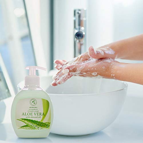 Jabón Crema Aloe Vera con Aceite de Almendras 3x300ml - Jabón cosmético líquido para manos - Para el cuerpo - Para la cara - Piel - Nutre y limpia suavemente la piel - Jabón hidratante