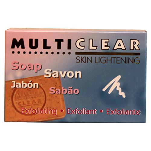 Jabón exfoliante aclarador. MULTICLEAR - 100g. Antimanchas y Antiacne. Con semilla de Melocotón. Combate puntos negros y células muertas