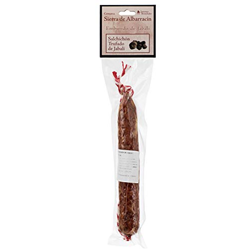 Jamones Bronchales - Lote de Embutidos de Jabalí - Salchichón de Boletus, Salchichón Trufado y Chorizo Cular - 300gr aprox cada uno - Curación mínima 3 Meses