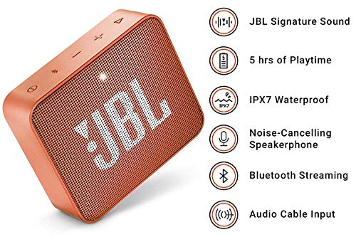 JBL GO 2 - Altavoz inalámbrico portátil con Bluetooth , Parlante resistente al agua (IPX7) , hasta 5h de reproducción con sonido de alta fidelidad , Naranja