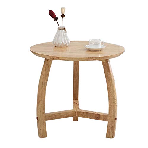 Jcnfa-Mesas Mesilla De Madera Maciza Nórdica, Una Pequeña Mesa De Café Redonda, Montaje, Sofá De La Sala De Mesa Lado Informal, 3 Colores (Color : Wood Color, Size : 23.62 * 23.62 * 21.85in)