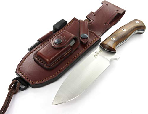 JEO-TEC Nº39 - Nuevo CELTIBERO - Cuchillo Supervivencia Caza Monte bushcraft Camping Outdoor Campo - Funda de Piel con pedernal y Piedra afilar incluidos - Acero MOVA 58 - Fabricado en España