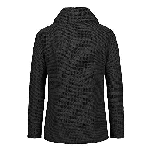 Jerseys De Punto para Mujer Cuello de Tortuga Manga Larga Suelto Prendas de Punto Suéter Irregular Jerséis Collar de la Pila Tops Cálido Otoño Invierno riou (z-Black, XL)