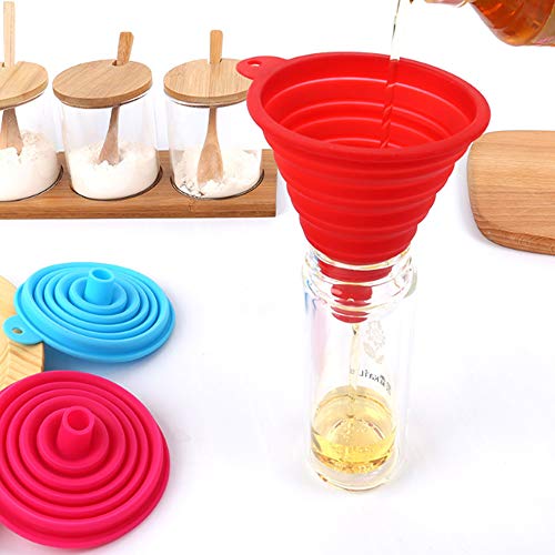 JEZOMONY Juego de Embudo Plegable de Silicona, Embalaje Plegable Flexible de 5 Paquetes para la Cocina, Botella de Agua, líquido, Grande + pequeño