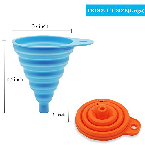 JEZOMONY Juego de Embudo Plegable de Silicona, Embalaje Plegable Flexible de 5 Paquetes para la Cocina, Botella de Agua, líquido, Grande + pequeño