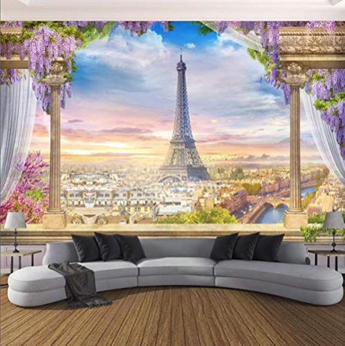 JFAFJ Papel Pintado Piedras 3D Torre eiffel Fotomurales Muro alquería Sala Living Dormitorio Oficina 350CMx250CM