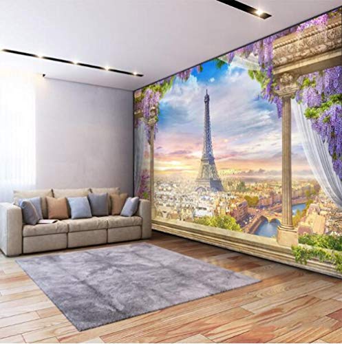 JFAFJ Papel Pintado Piedras 3D Torre eiffel Fotomurales Muro alquería Sala Living Dormitorio Oficina 350CMx250CM