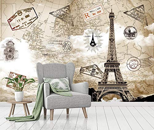 JFSZSD Papel Pintado Piedras 3D Torre eiffel Fotomurales Muro alquería Sala Living Dormitorio Oficina 200CMx175CM