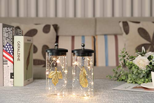 JHY DESIGN Juego de 2 lámparas decorativas colgantes de hojas Lámpara de batería inalámbrica de 18cm de altura con luces altas y luces de hadas para el Dormitorio Bodas Interior al aire libre (Hoja)