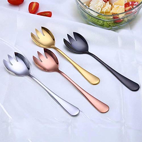 JI Juegos de Cubiertos Cuchara de Ensalada Dorada Tenedor 2 Piezas Cuchara de Ensalada Juego de Cubiertos de Acero Inoxidable Juego de cucharas para Servir Cucharas únicas Coloridas-Oro